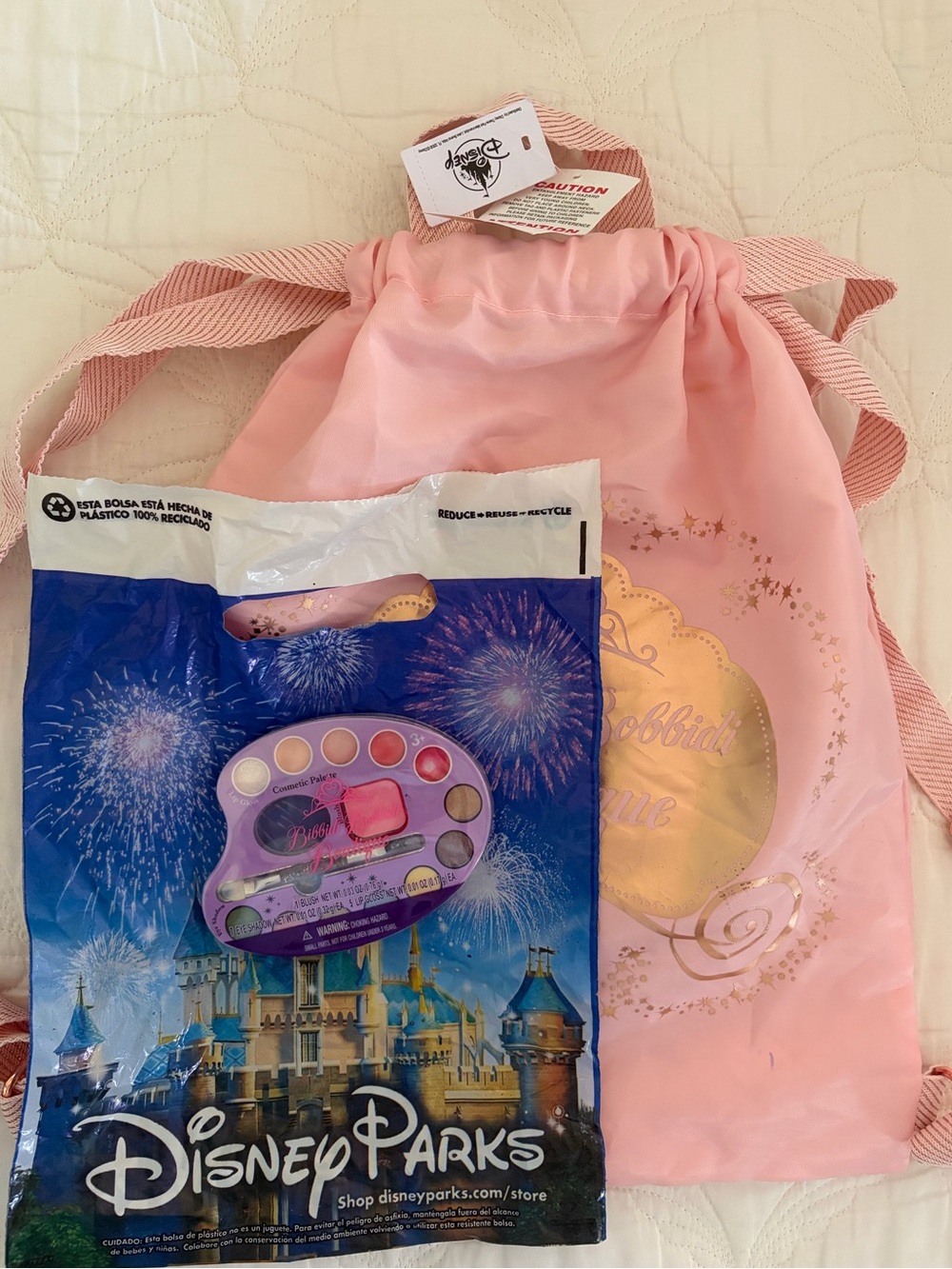 Bibbidi Bobbidi Boutique NEW Backpack, Makeup and sash from Disneyland